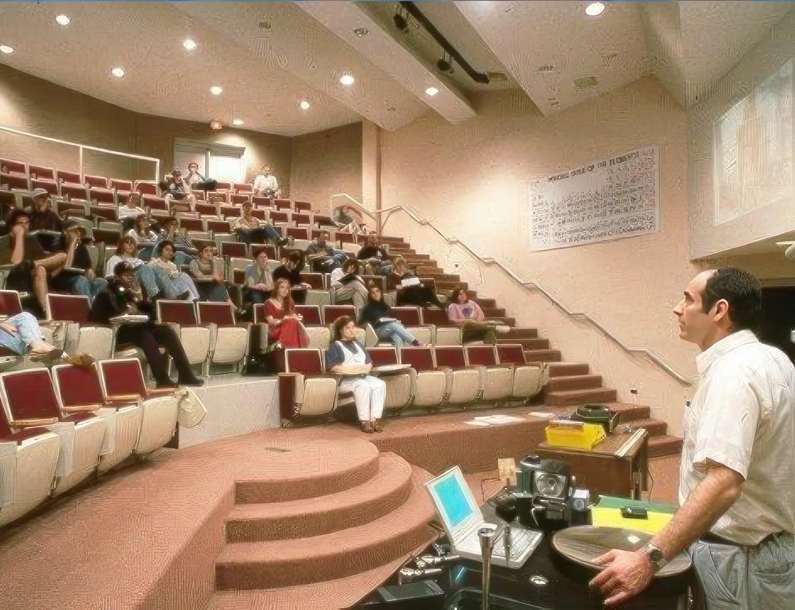 Doc in auditorium class.