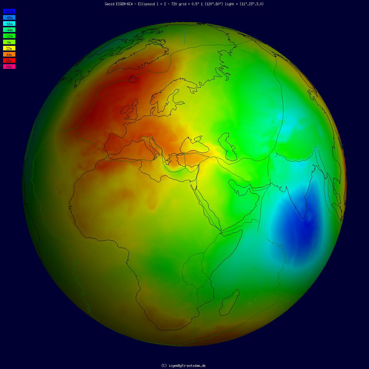 Geoid - Earth with Color Code